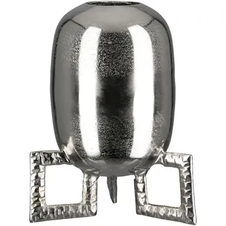 GILDE Vase Rocket aus Aluminium - rund - strukturiert - silberfarben - Höhe 29cm x Breite 23cm - wasserdichte Blumenvase