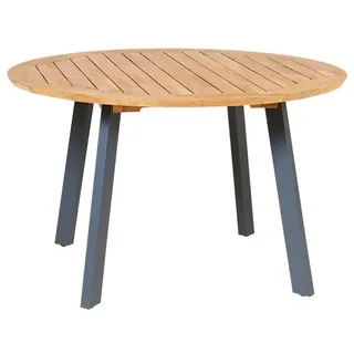 Tisch Diana, Mosaik-Teak - 125 cm rund Beine Aluminium anthrazit