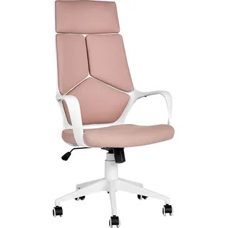 BELIANI Bürostuhl Pfirsichrosa und Weiß Stoffbezug Höhenverstellbar Drehbar mit Armlehnen Bremsbaren Rollen Modern Arbeitszimmer Drehstuhl Arbeitsstuhl - Rosa, Weiß