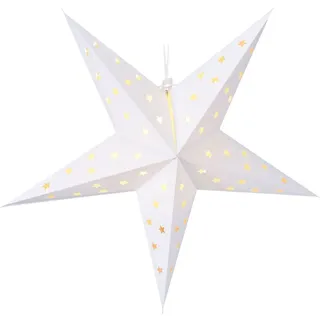 Spetebo Papierstern 60 cm - 10 LED - zum hängen - Farbe: weiß - Weiß