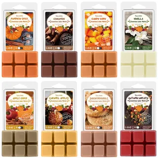 SALKING Herbst Duftwachs Wax Melts für Duftlampe, 100% Sojawachs Raumduft Duftkerze, Wax Melts für Kerzen Wärmer, Kürbisgewürz und Zimt Düfte Geschenk Set für Halloween, Weihnachten, 8 Düfte