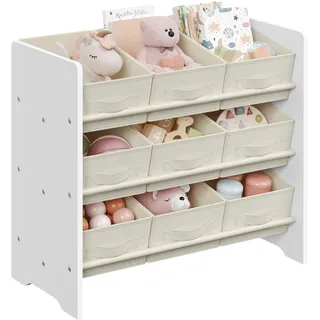 Songmics Kinderregal mit 9 Aufbewahrungsboxen 29,5 x 62,5 x 60 cm MDF wolkenweiß