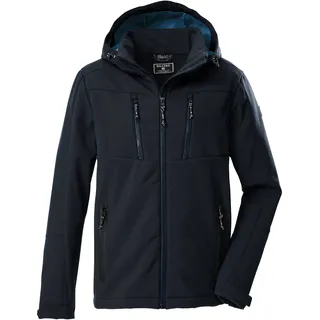 KILLTEC Herren Softshelljacke mit abzippbarer Kapuze KOW 79 MN SFTSHLL JCKT, schwarz blau, L, 43323-000