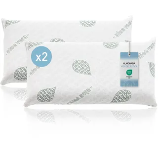 Textilhome 2er Set Orthopädisches Nackenstützkissen 60x36x12 cm – Ergonomisches Memory Foam Kissen – Visco Kissen/Viscoelastisches Kopfkissen mit Abnehmbarem, Waschbarem Bezug