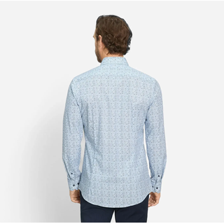Businesshemd OLYMP "No 6 six", Herren, Gr. 46, N-Gr, blau (bleu), Web, Obermaterial: 97% Baumwolle, 3% Elastolefin, gemustert, sehr schmal hüftbedeckend, 2-Knopf-Manschette, Hemden Businesshemd, modisch gemustert