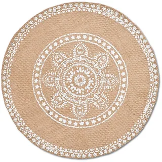 Tischset Mandala Ø 38 cm , Braun, Weiß , Naturmaterialen , Heimtextilien, Wohntextilien, Tischwäsche, Tischsets