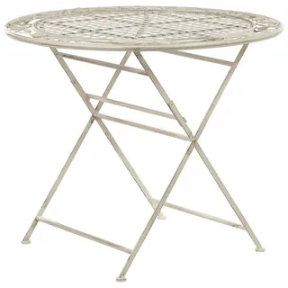 Beliani Gartentisch Ø 90 x 74 cm Cremeweiß klappbar