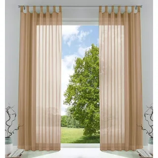 Gardinenbox Schlaufenschal 140 x 225 cm Transparent/Khaki 2 St.