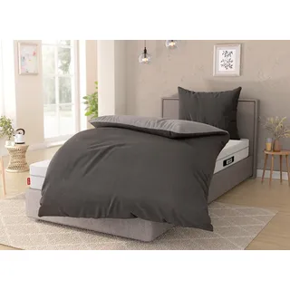 Bett1 BODYGUARD Flanell Silber/Anthrazit 135 x 200 cm + 80 x 80 cm