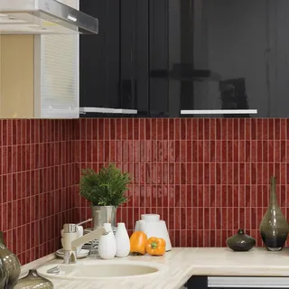 Alwayspon 20×25cm/7,9×10Zoll×10Stk Rote Marmor-Stil 3D Vinyl Spritzschutz Fliesen, selbstklebende Abzieh- und Aufklebefliesen Klebefliesen für Subway Fliesen Küche Badezimmer Dekor