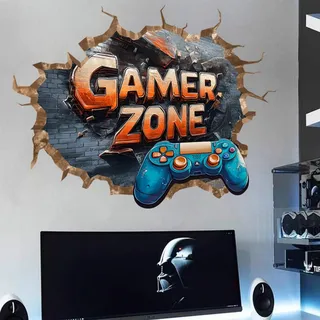 3D Spiel Wandaufkleber, Gamer Controller Wandaufkleber für Jungen Zimmer,Spiel-Joystick Aufkleber für Teenager Kinder Schlafzimmer Spielzimmer Kinderzimmer Wanddekoration-Stil D