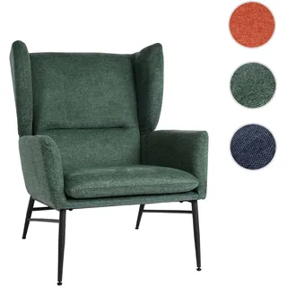 Lounge-Sessel HWC-L62, Ohrensessel Cocktailsessel Sessel Polstersessel, Stoff/Textil Metall ~ grün
