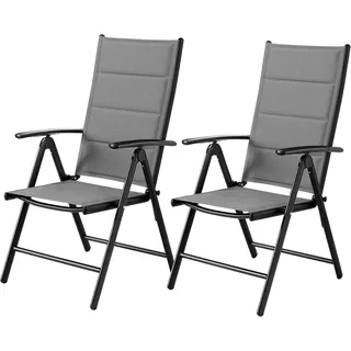 Clevich Gartenstuhl Alu 2er Set, Klappstuhl, 7-Fach Verstellbar, Maximale Belastbarkeit 120 kg, Wasserdicht, Geeignet Für Balkon, Camping,Garten, Hochwertiger Outdoor Klappstuhl (grau)