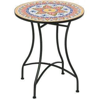 Outsunny Gartentisch Ø60 x 71 cm Rot/Blau/Weiß