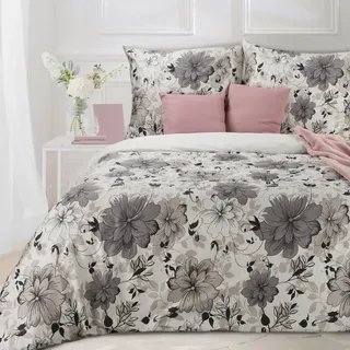 Bettwäsche garnitur Satin SPRING 09 220x200 2x Kissenbezüge 70x80 cm - Weiß