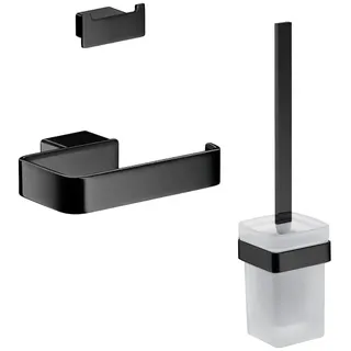 EMCO Loft WC-Set, Bürstengarnitur, Papierhalter, Doppelhaken,