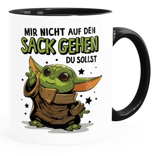 MoonWorks® Kaffee-Tasse mit Spruch Mir nicht auf den Sack gehen du sollst Baby Yoda Bürotasse lustige Kaffeebecher weiß-innen-schwarz standard