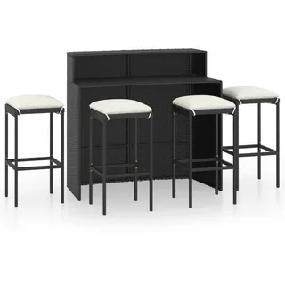 vidaXL 5-tlg. Gartenbar-Set mit Kissen Schwarz - Schwarz