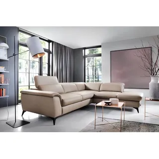 Ecksofa Sofa Couch Polster Leder Wohnlandschaft Couchen Sofas Ecke Luxus Möbel - Beige