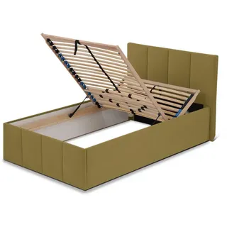 Halmon Schlafkomfort Betten Polsterbett Dalas Avocado 120 x 200 x 40 cm Bettkasten Mit hochwertiger Matratze H3 (bis 120 kg) und Lattenrost , Grün , Holz , Höhe ca. 21 cm , 120x200 cm , Schlafzimmer, Betten, Polsterbetten