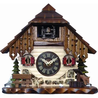 Engstler - 40310_QM - Kuckucksuhr - Quarz - Nussbaum - mit Musik - 22 cm