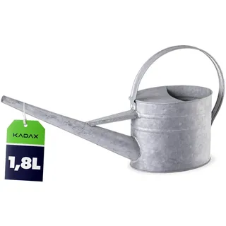 KADAX Zinkgießkanne 2L aus verzinktem Stahl, Vintage Gießkanne mit langem Ausguss, Metall Giesskanne für Zimmerpflanzen, kleine Blumengießkanne (Silber)