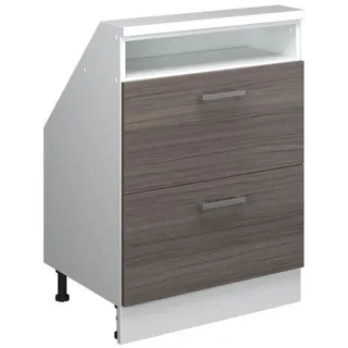 Vicco Unterschrank Küchenschrank für Dachschrägen R-Line 60 x 81,6 x 46 cm Edelgrau/Weiß