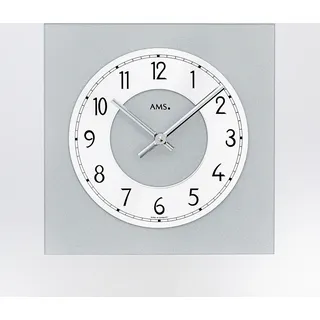 AMS 9684 Wanduhr Wanduhren modern Design - Silber, Schwarz