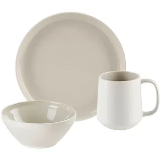 Novel Frühstücksservice , Sandfarben , Keramik , 6-teilig , Uni , Lfgb , lebensmittelecht , Geschirr, Geschirrsets, Kaffeeservice