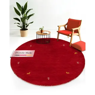carpetfine Gabbeh-Uni Wollteppich 80 cm rot