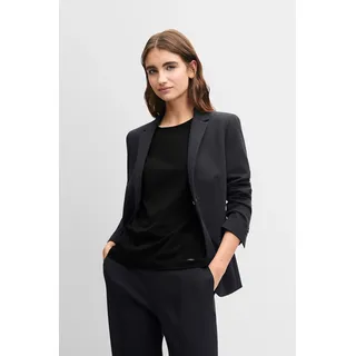 Jackenblazer CINQUE "CILEO", Damen, Gr. 40, grau (dunkelblau), Web, Obermaterial: 52% Polyester, 21% Polyamid, 17% Viskose, 10% Elasthan, unifarben, regular fit normal, tiefer V-Ausschnitt, abgesteppte Kante, Blazer Jackenblazer, Regular Fit, 1-Knopf-Form, elastischer Materialmix