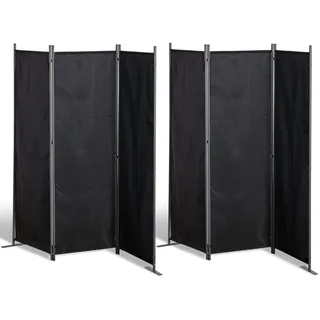GRASEKAMP Qualität seit 1972 2 Stück Paravent 3tlg Raumteiler Trennwand Sichtschutz Schwarz