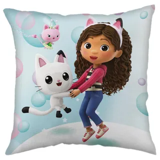Gabby's Dollhouse Kinder Dekokissen 40x40 cm Zierkissen mit kuscheliger Microfaserfüllung und weichem Polyester Kissenbezug. Hochwertiger beidseitiger Druck. Kuschelkissen Gabby's Dollhouse Geschenke.