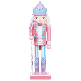 JECOMPRIS Weihnachts-Soldat-Nussknacker-Dekoration Holz 25 4 cm Nussknacker-Figur Weihnachtsdekoration Für Regale Schreibtische (Rosa)