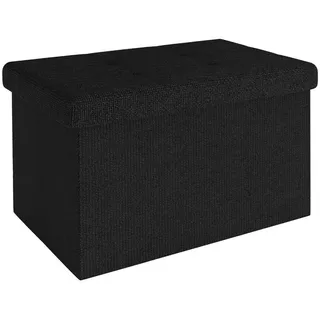 Intirilife Faltbare Sitzbank 49x30x30 cm in PIANO SCHWARZ - Sitzwürfel mit Stauraum aus Stoff mit Mulden - Sitzcube Fußablage klappbare Aufbewahrungsbox Truhe Sitzhocker