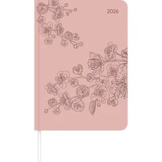 Alpha Edition - Lady Journal Grande Deluxe Salmon 2026 – Taschenkalender A5 (15×21 cm) mit 128 Seiten & Tucson-Einband mit Motivprägung, Weekly-Planer mit Bucket List