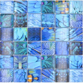 Glasmosaik Mosaikfliesen Forest Blau Duschrückwand Fliesenspiegel Küche 1Matte