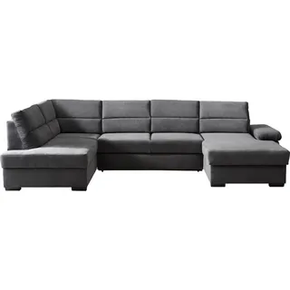 Cantus Wohnlandschaft , Anthrazit , Textil , Ottomane rechts, U-Form , 319x183 cm , Typenauswahl, Stoffauswahl, seitenverkehrt erhältlich, Bettfunktion erhältlich, Hocker erhältlich, Rücken echt, individuell planbar , Wohnzimmer, Sofas & Couches, Wohnlandschaften, Wohnlandschaften in U-Form
