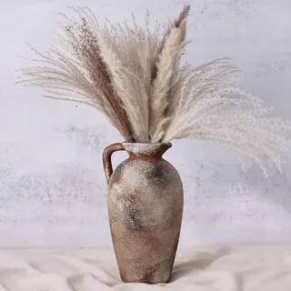 Rustikale Bauernhaus-Keramikvase, 23,6 cm hoch, Vintage-Keramikvasen, Terrakotta, dekorative Boho-Pampas-Blumenvase, geeignet für Heimdekoration, Wohnzimmer, Eingangstisch, Bücherregal, Kaminsims,
