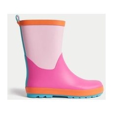 Girls M&S Collection Kids' Colour Block Wellies (4 Small - 6 Large) - Pink, Pink - 5 S