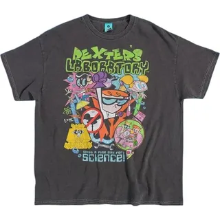 Dexters Laboratory - T-Shirt für Herren/Damen Unisex, Vintage-Waschung TT704 (S) (Holzkohle)
