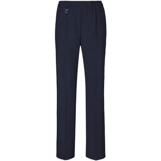 Schlupfhose GOLDNER "Elegante Stretchhose mit Komfortbund", Damen, Gr. 54, N-Gr, blau (marine), Obermaterial: 53% Polyester PES. 43% Schurwolle WV. 4% Elasthan EL., normal, Hosen Schlupfhose, Bund mit dekorativem Zierteil