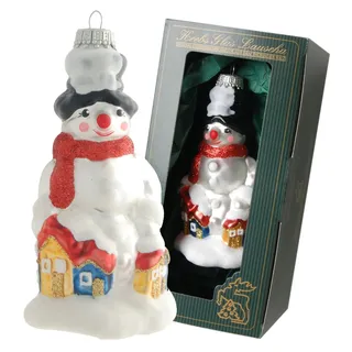 Krebs Glas Lauscha Schneemann mit Häuser 1-tlg. 12cm
