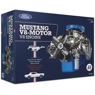 Franzis Ford Mustang V8-Motor, Motorbausatz im Maßstab 1:4, inkl. Soundmodul, Anleitung und 100-seitigem Begleitbuch, transparent