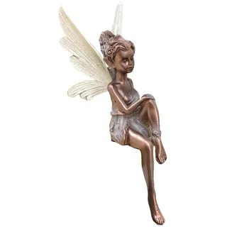 Sitzende Elfen Figuren,Gartendeko,Gartenfiguren,Feen Figuren,Sitzen Magische Fee,Fairy,Elfen,Harz Fee Statue mit Flügeln,Gartendeko für Draußen Wetterfest,Geschenk für Gartenliebhaber (Bronzefarben)