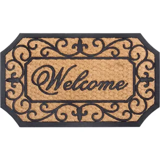 HANSE HOME Fußmatte »Gummi-Kokos Braided Classic Welcome Ornament, Türmatte« rechteckig 8 mm Höhe Kokos, Gummi, Schmutzfangmatte, Outdoor, Rutschfest, Innen, Kokosmatte, schwarz