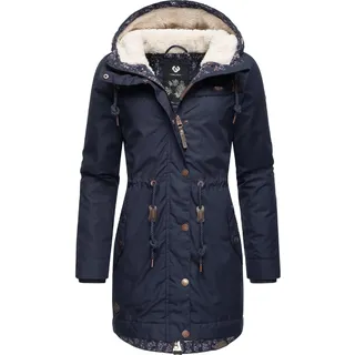 Ragwear Winterjacke YM-Canny stylischer Damen Kurzmantel Parka mit Kapuze blau XS (34)