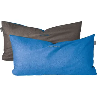 Schiesser Kissenhüllenset Doubleface | 2-teilig | Zweifarbig | Renforcé | 100% Baumwolle | Reißverschluss | 40x80cm | Blau-Dunkelgrau - Blau