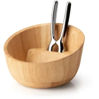 Continenta Nussschale mit Nussknacker 19,5 x 19 x 12,5 cm Holz beige