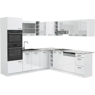 Vicco Winkelküche R-Line L-Form 237 x 247 cm Weiß Hochglanz